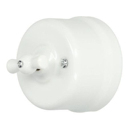 Interruptor vintage conmutado porcelana blanco