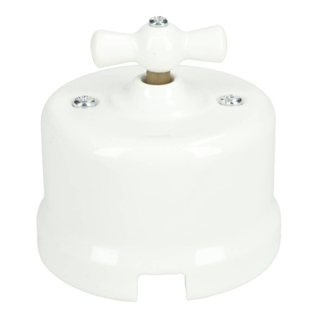 Interruptor vintage conmutado porcelana blanco