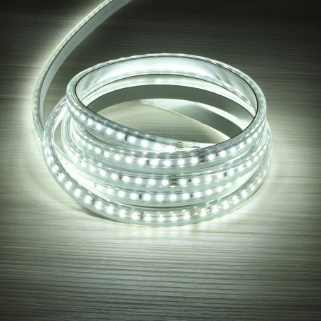 Tira LED 220V SMD 8W/m 720lm 12mm Ancho IP65 frio