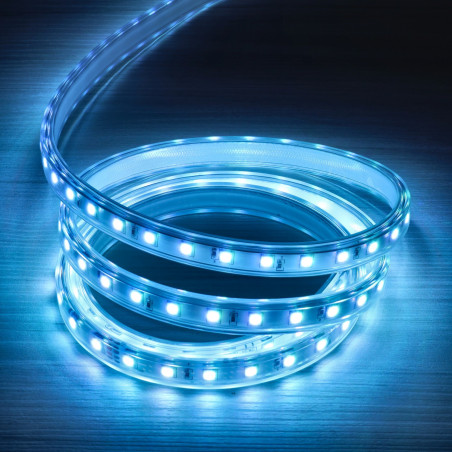 Tira LED 220V RGB Enchufe Rápido 10W/m 840lm 104mm Ancho IP65