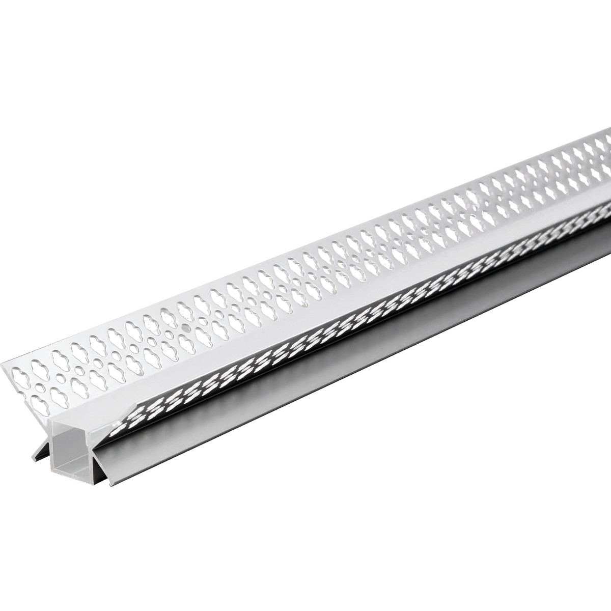 Profilo Alluminio Angolare da Incasso per Cartongesso / Gesso per Striscia LED fino a 12mm