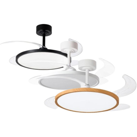 Ventilatore da soffitto con pale retrattili e luce LED 3CCT con telecomando