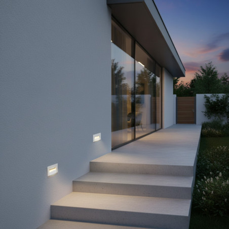 Segnapasso LED da Esterno 3W da Incasso Orizzontale 103x57mm bianco