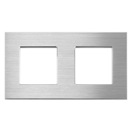 Brushed Aluminium Frame 2 Gang grey