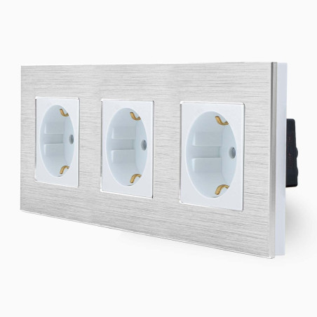 Cadre en Aluminium Brossé 3 Mécanismes gris