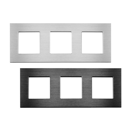 Brushed Aluminium Frame 3 Gang