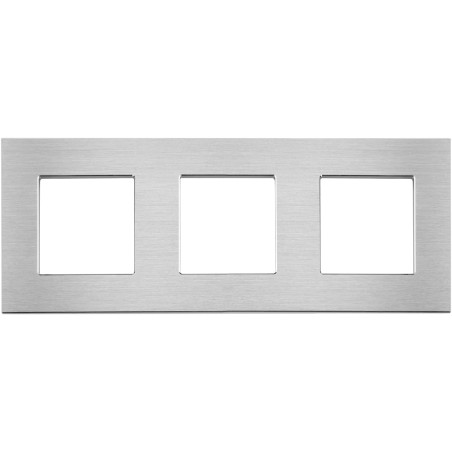 Cadre en Aluminium Brossé 3 Mécanismes gris