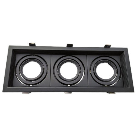 Marco orientable triple para bombilla dicroica color negro