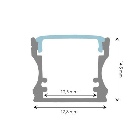 Rechteckiges Profil Aluminiumleiste LED 17,5 x 14,5 x 1000mm