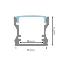 Profile for 2 m LED Strips - Rectangular, Aluminium, 17,5 x 14,5 x 2000mm, Clips