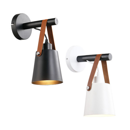 E27 leather wall lamp