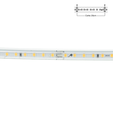 Tira LED 220V SMD 8W/m 720lm 12mm Ancho IP65